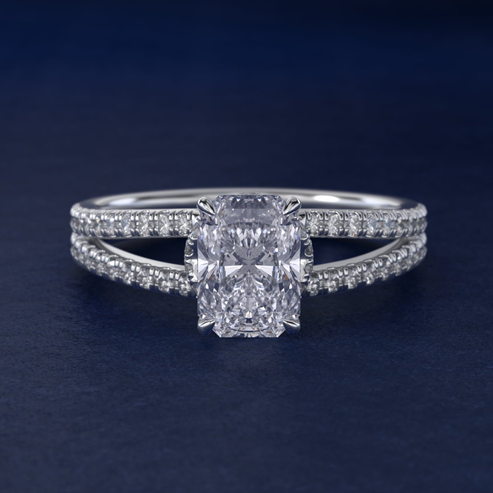 Split Shank Ribbon Diamond PavŽ Engagement Ring In Platinum By James Allen - Radiant Center