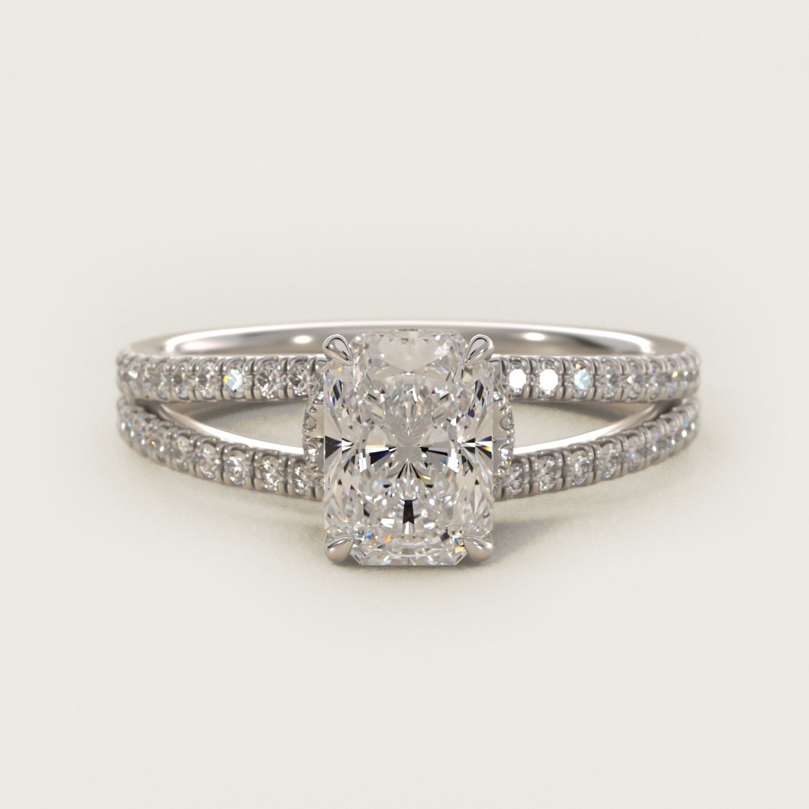 Split Shank Ribbon Diamond PavŽ Engagement Ring In Platinum By James Allen - Radiant Center