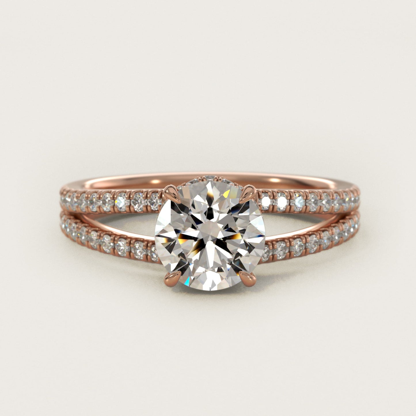 Split Shank Ribbon Diamond PavŽ Engagement Ring In 18k Rose Gold By James Allen - Round Center