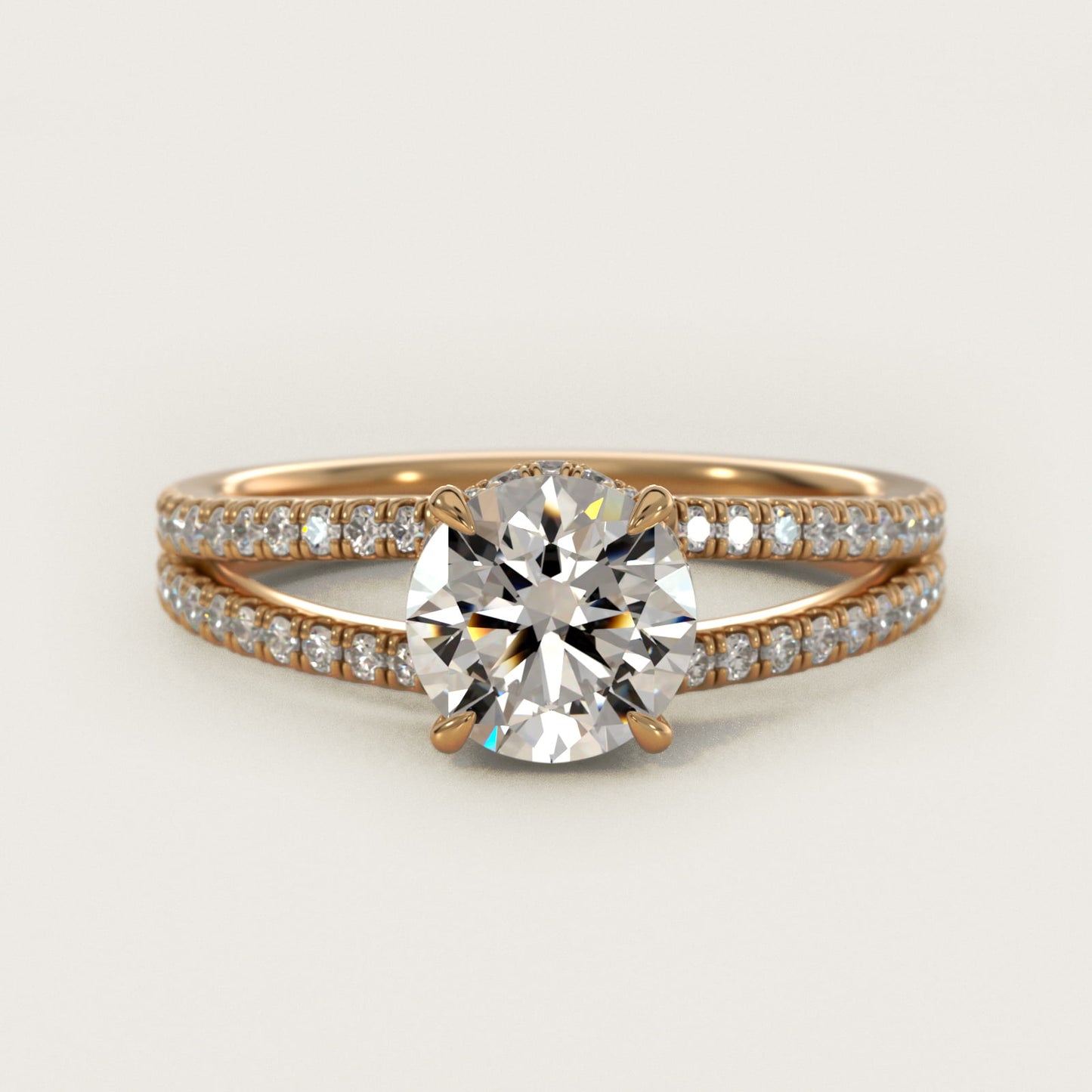 Split Shank Ribbon Diamond PavŽ Engagement Ring In 14K Yellow Gold By James Allen - Round Center