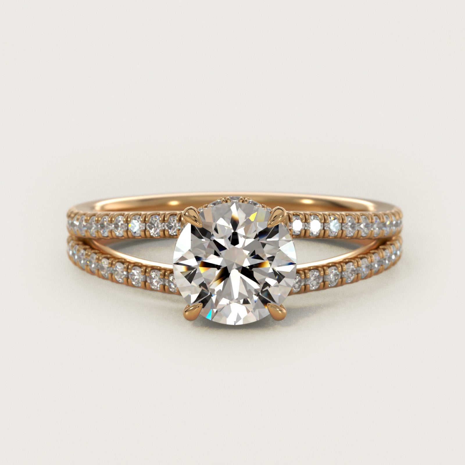 Split Shank Ribbon Diamond PavŽ Engagement Ring In 18k Yellow Gold By James Allen - Round Center