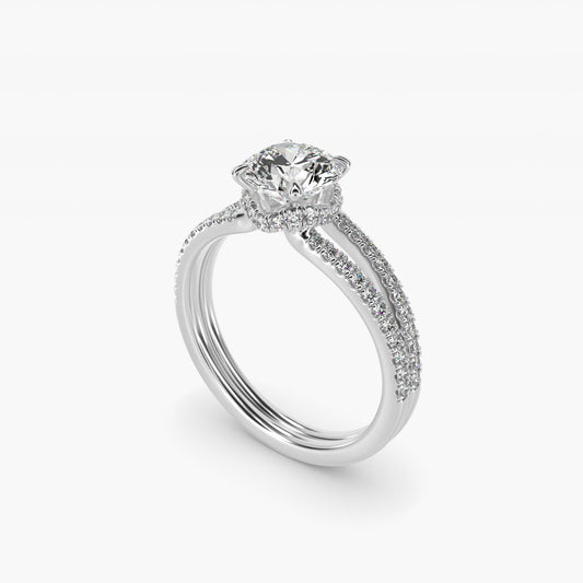 Split Shank Ribbon Diamond PavŽ Engagement Ring In Platinum By James Allen - Round Center