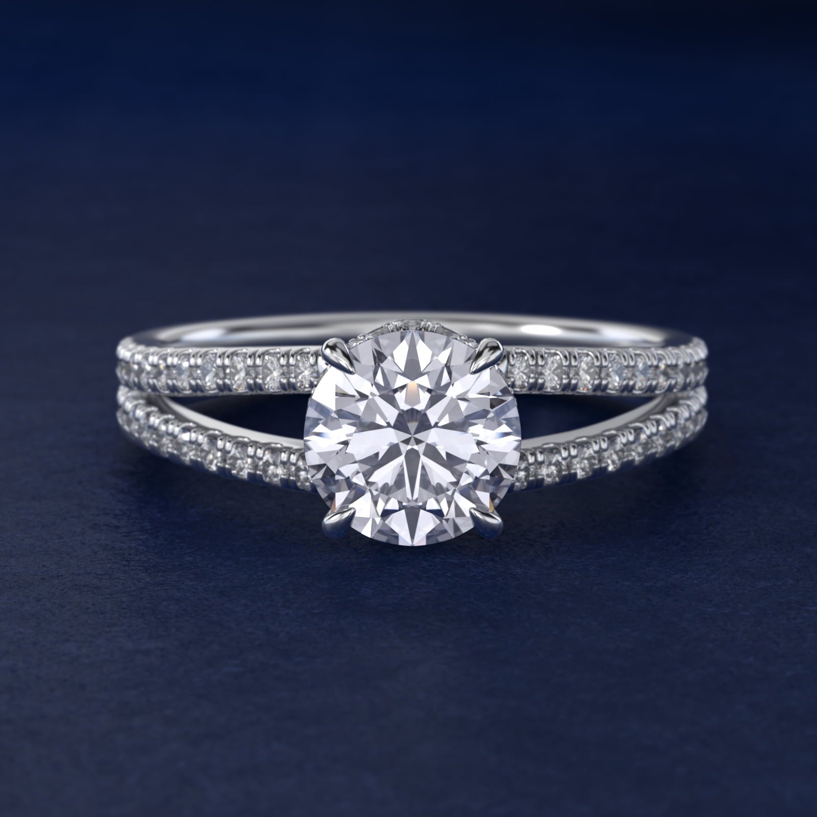 Split Shank Ribbon Diamond PavŽ Engagement Ring In Platinum By James Allen - Round Center