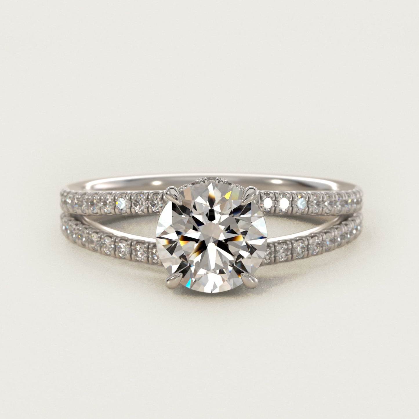 Split Shank Ribbon Diamond PavŽ Engagement Ring In Platinum By James Allen - Round Center