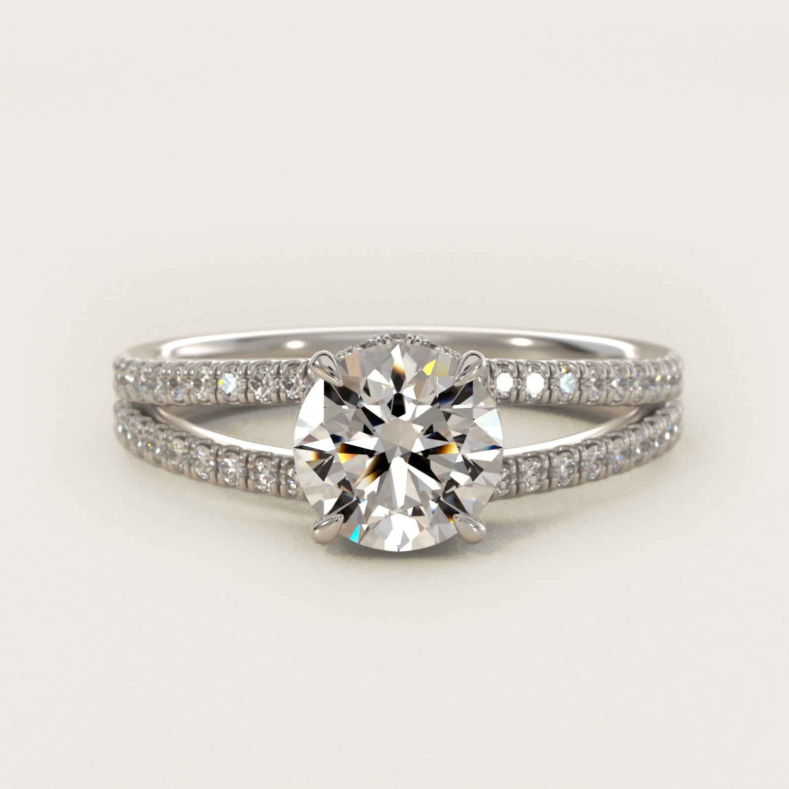 Split Shank Ribbon Diamond PavŽ Engagement Ring In Platinum By James Allen - Round Center