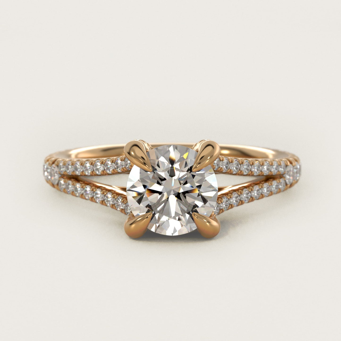Split-Shank Diamond Engagement Ring in 14K Yellow Gold - Round Center