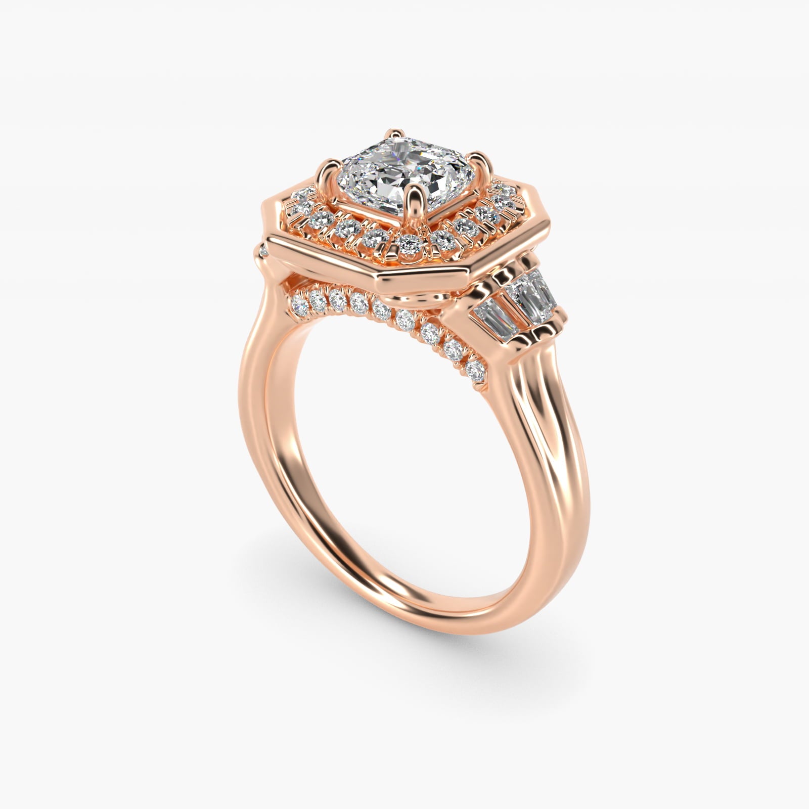 Square Halo Diamond Engagement Ring in 14k Rose Gold By Zac Zac Posen - Asscher Center