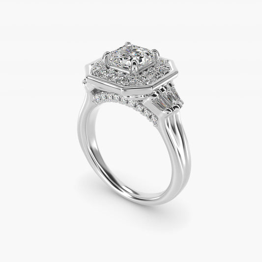 Square Halo Diamond Engagement Ring in 14k White Gold By Zac Zac Posen - Asscher Center