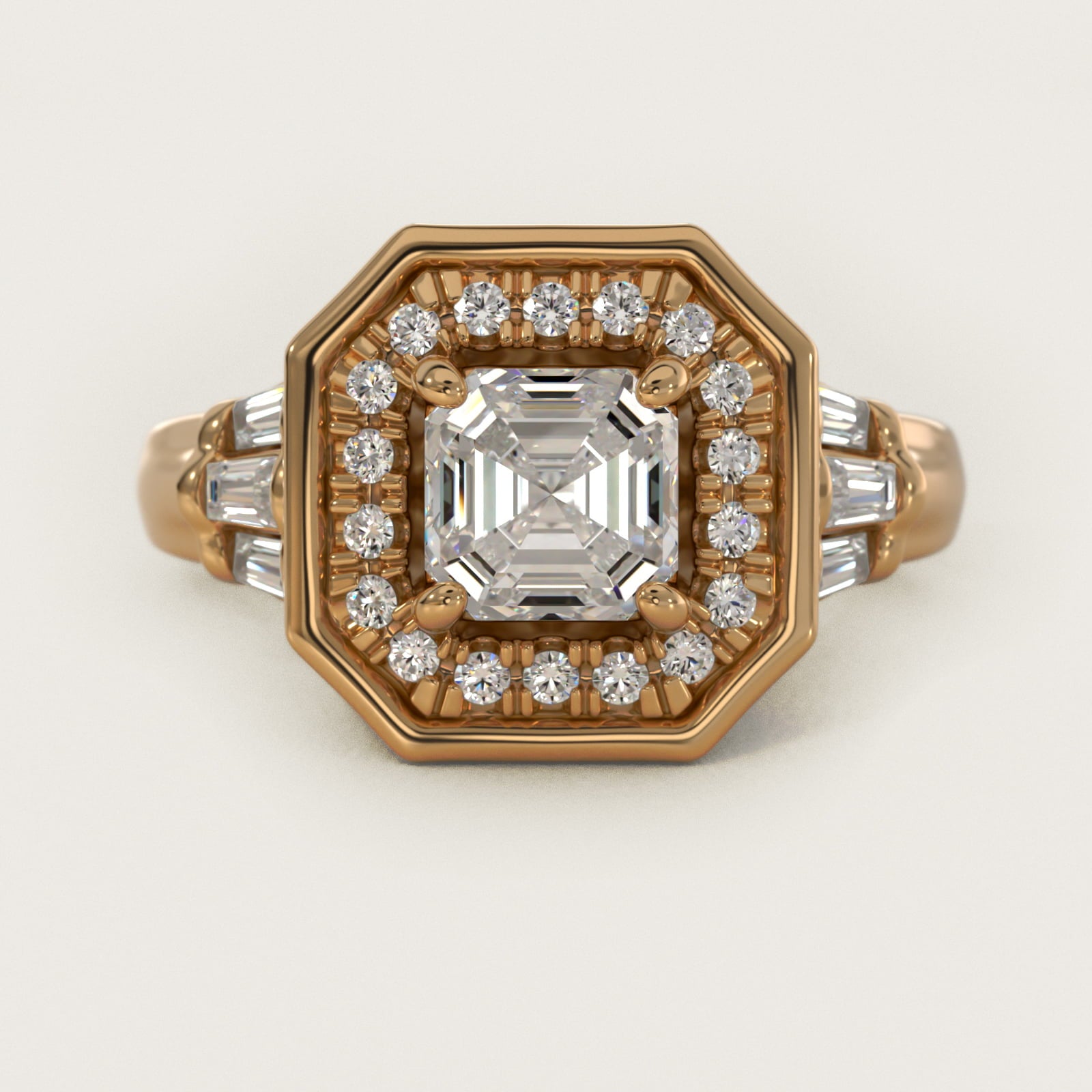 Square Halo Diamond Engagement Ring in 18k Yellow Gold By Zac Zac Posen - Asscher Center