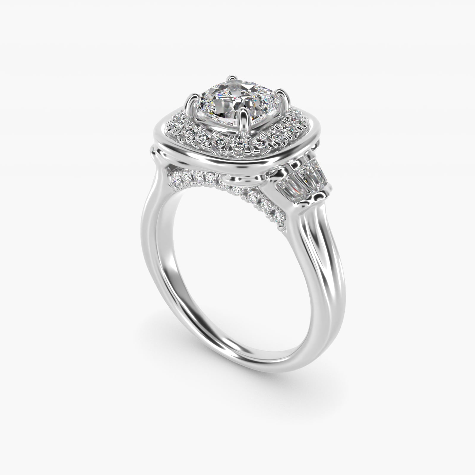 Square Halo Diamond Engagement Ring in 14k White Gold By Zac Zac Posen - Cushion Center