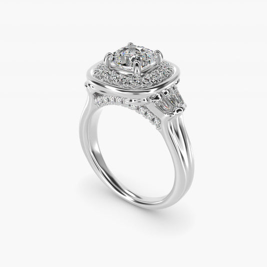 Square Halo Diamond Engagement Ring in 14k White Gold By Zac Zac Posen - Cushion Center
