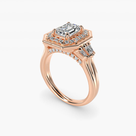 Square Halo Diamond Engagement Ring in 14k Rose Gold By Zac Zac Posen - Emerald Center