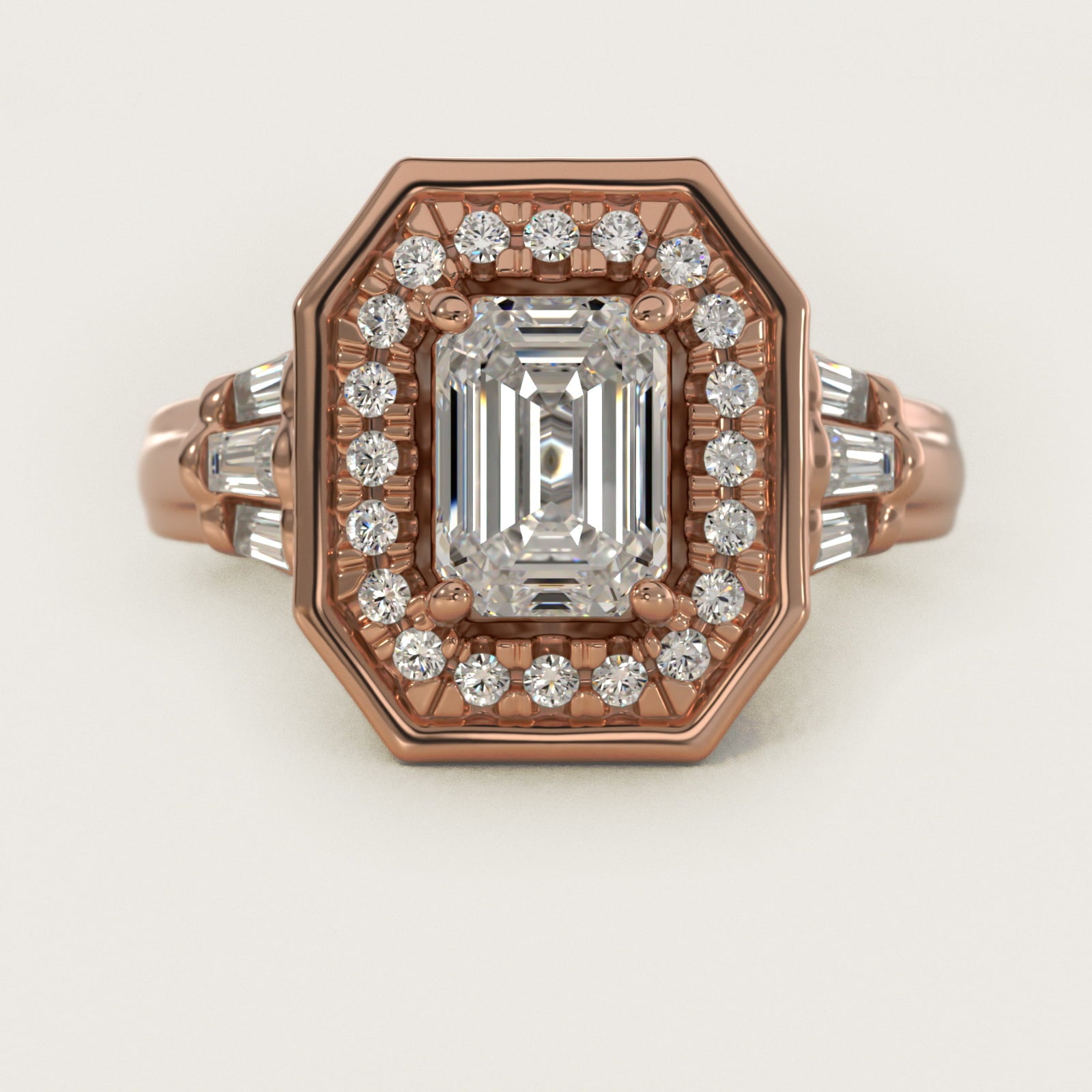 Square Halo Diamond Engagement Ring in 14k Rose Gold By Zac Zac Posen - Emerald Center
