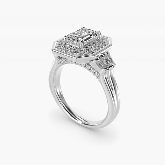 Square Halo Diamond Engagement Ring in 14k White Gold By Zac Zac Posen - Emerald Center