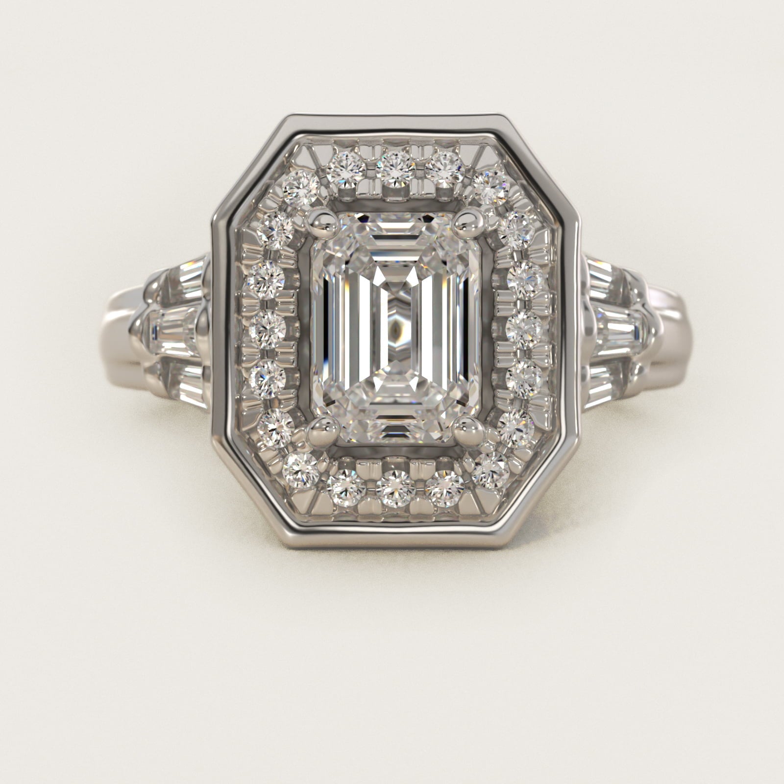 Square Halo Diamond Engagement Ring in 14k White Gold By Zac Zac Posen - Emerald Center