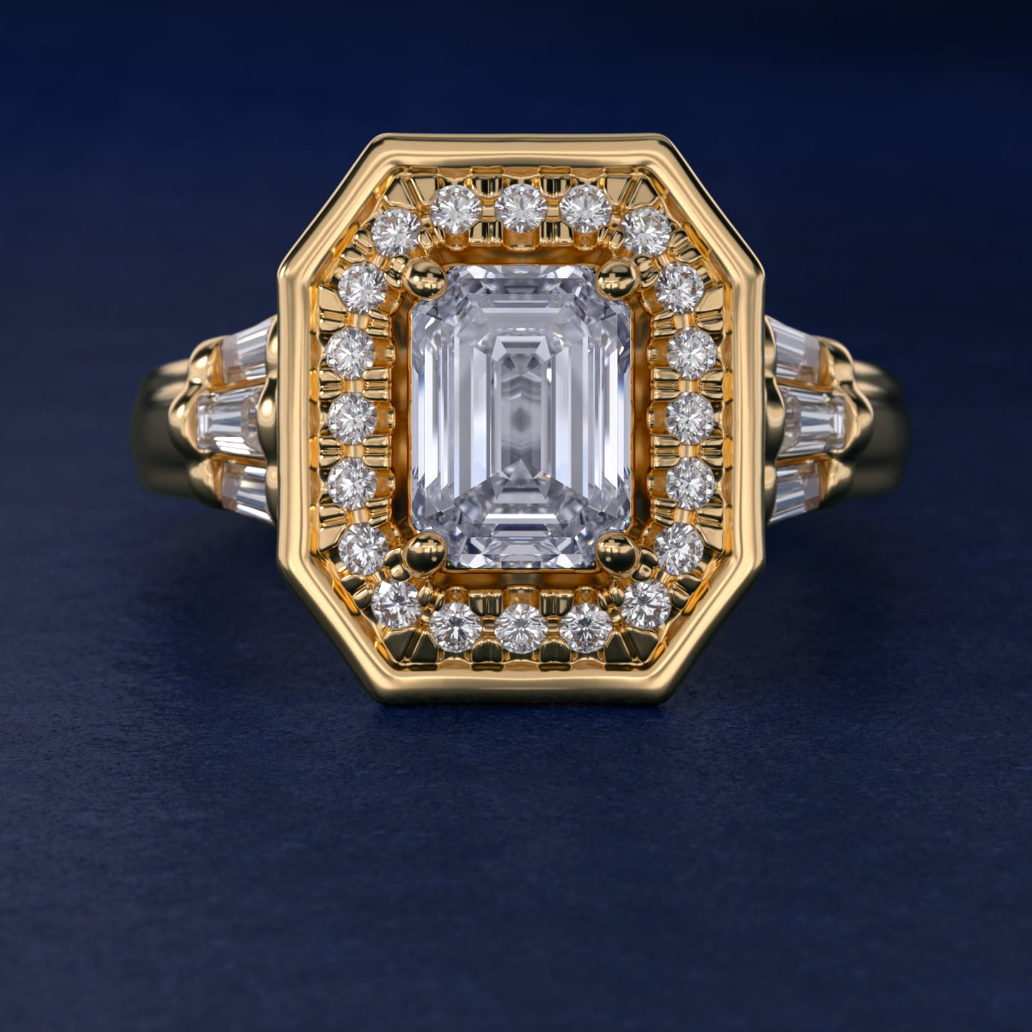 Square Halo Diamond Engagement Ring in 14K Yellow Gold By Zac Zac Posen - Emerald Center