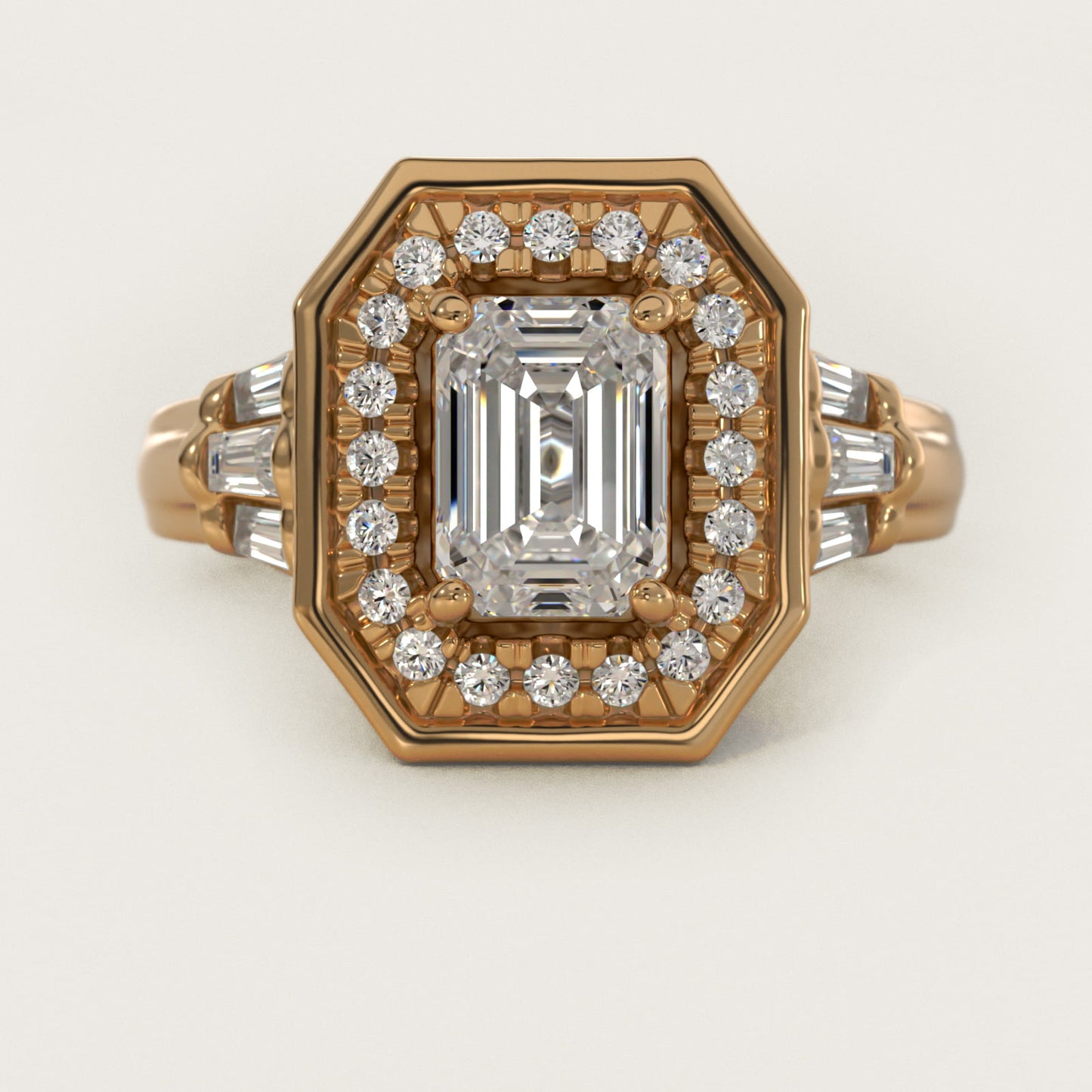 Square Halo Diamond Engagement Ring in 18k Yellow Gold By Zac Zac Posen - Emerald Center