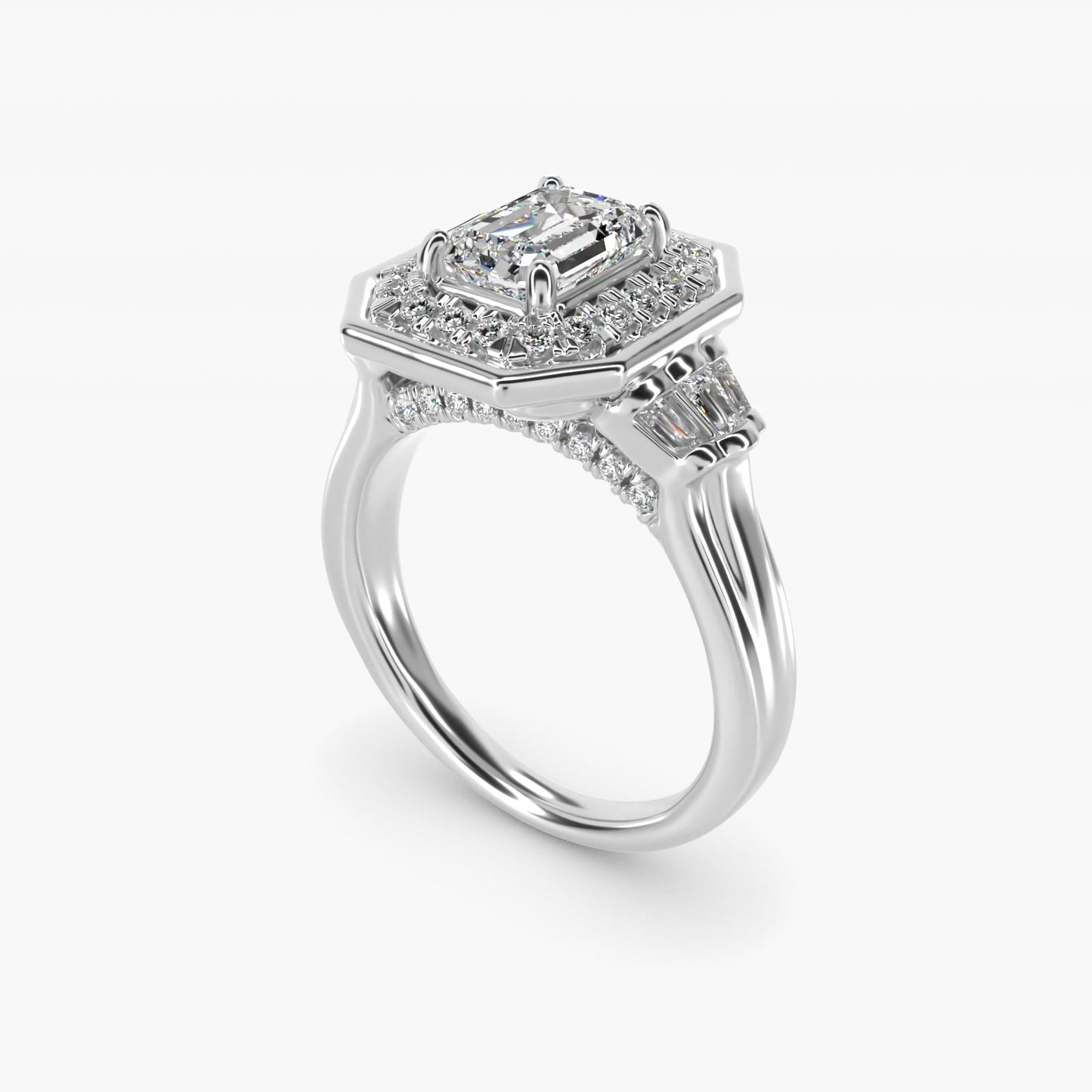 Square Halo Diamond Engagement Ring in Platinum By Zac Zac Posen - Emerald Center