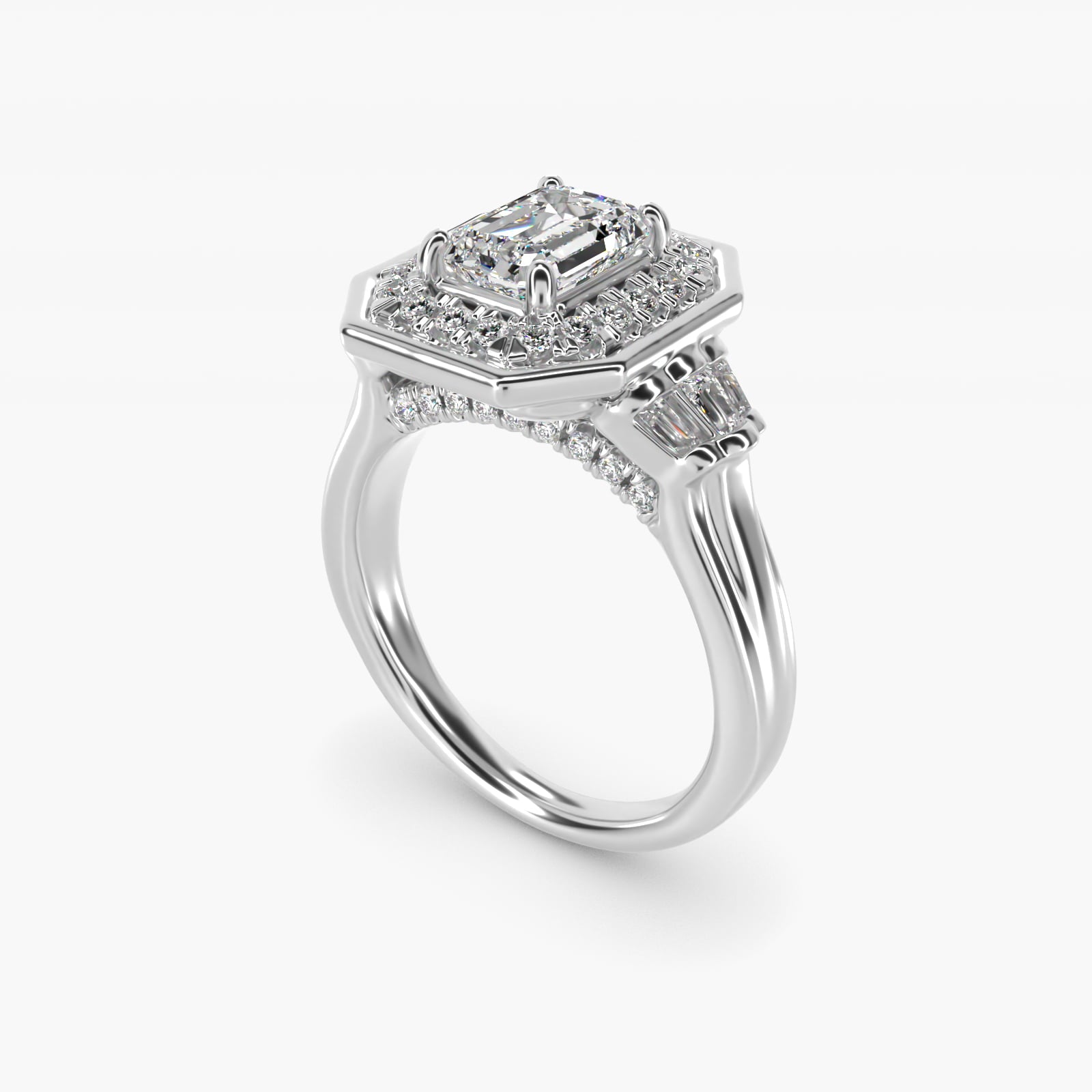 Square Halo Diamond Engagement Ring in Platinum By Zac Zac Posen - Emerald Center