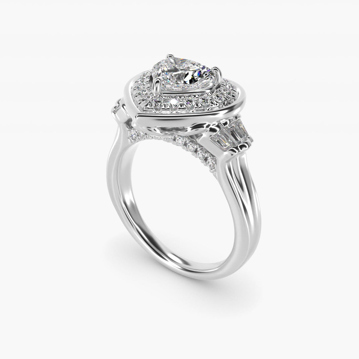 Square Halo Diamond Engagement Ring in 14k White Gold By Zac Zac Posen - Heart Center