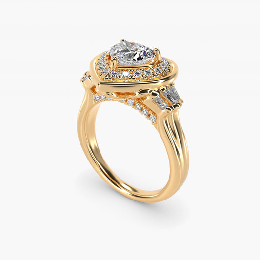 Square Halo Diamond Engagement Ring in 14K Yellow Gold By Zac Zac Posen - Heart Center