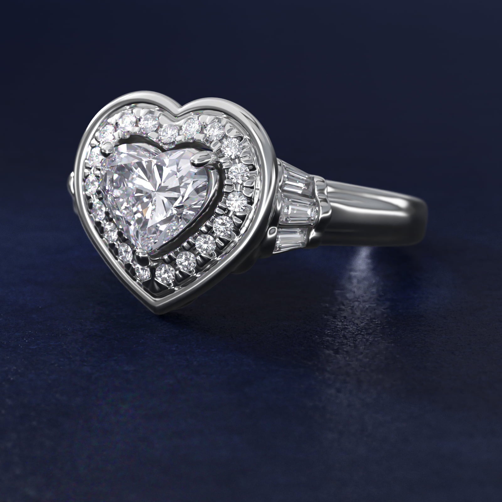Square Halo Diamond Engagement Ring in Platinum By Zac Zac Posen - Heart Center