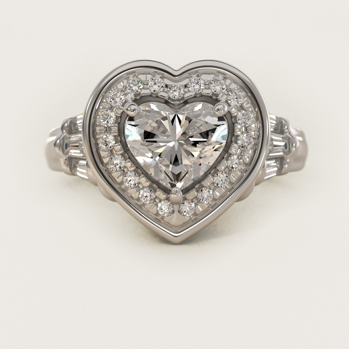 Square Halo Diamond Engagement Ring in Platinum By Zac Zac Posen - Heart Center