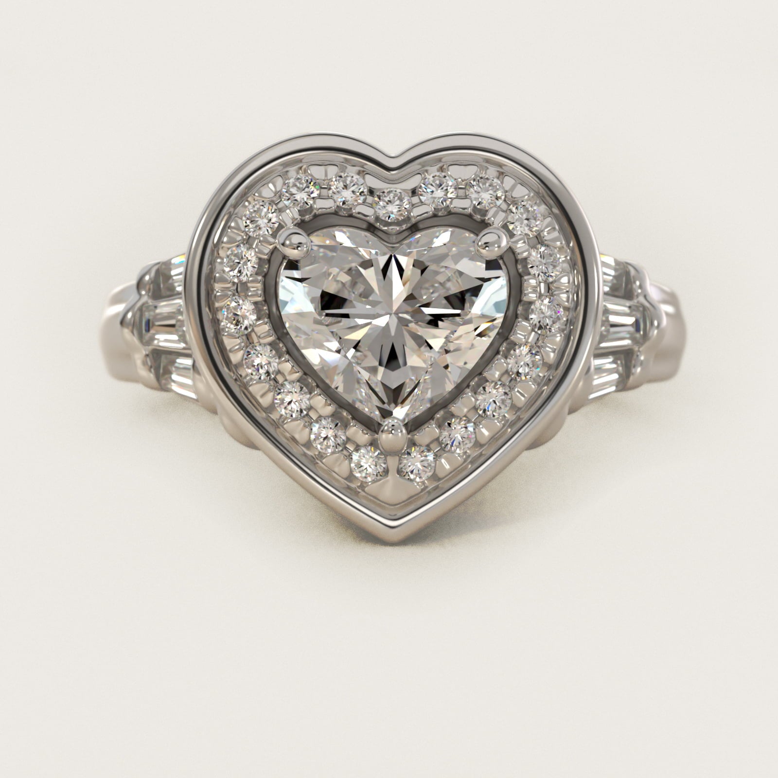 Square Halo Diamond Engagement Ring in Platinum By Zac Zac Posen - Heart Center