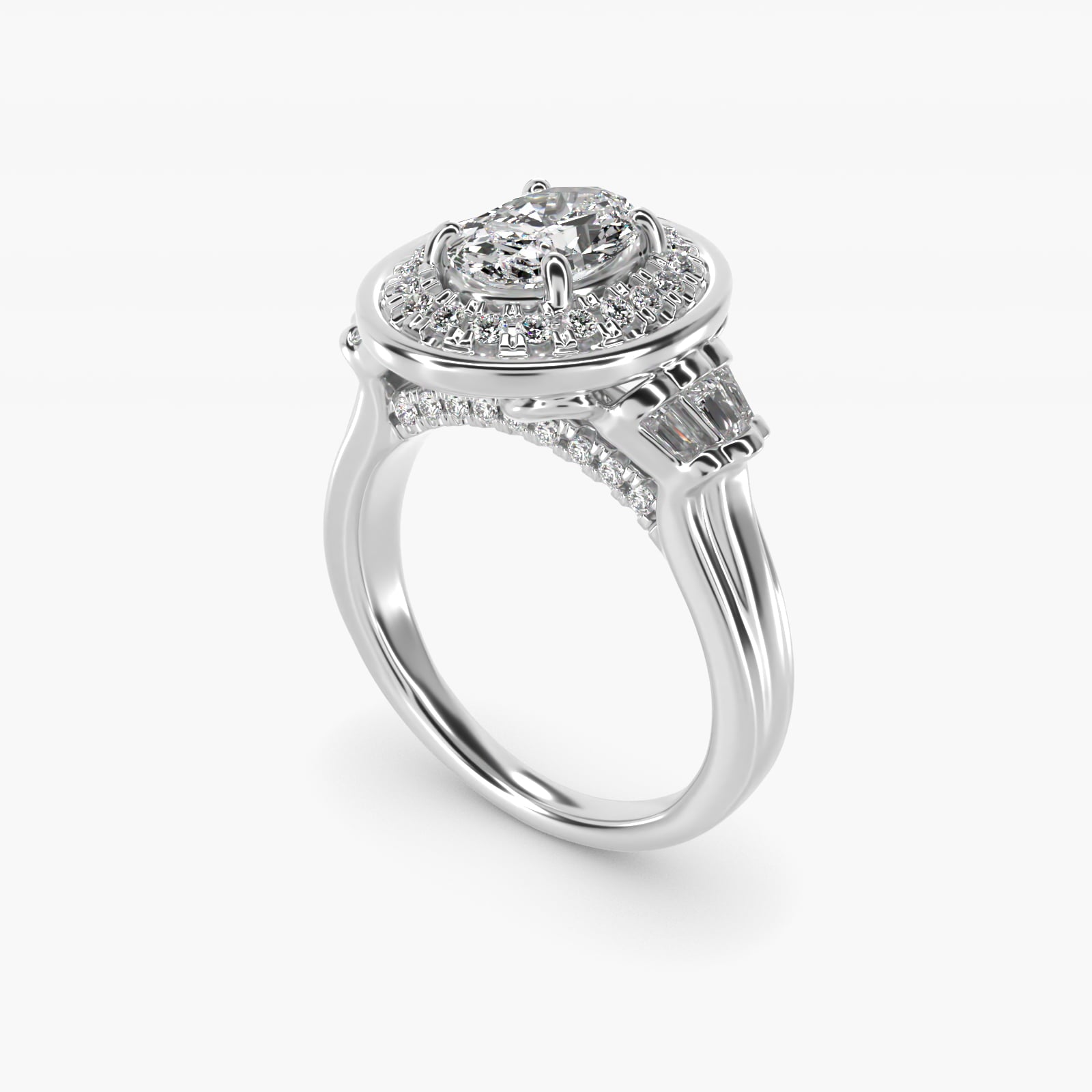 Square Halo Diamond Engagement Ring in 14k White Gold By Zac Zac Posen - Oval Center