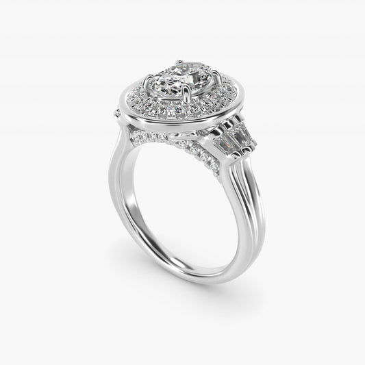 Square Halo Diamond Engagement Ring in 14k White Gold By Zac Zac Posen - Oval Center