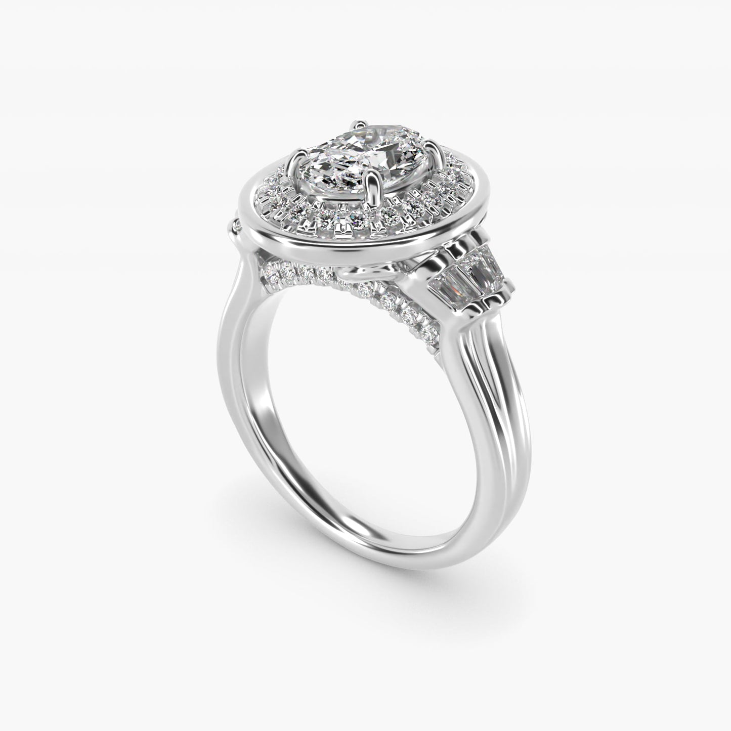 Square Halo Diamond Engagement Ring in Platinum By Zac Zac Posen - Oval Center