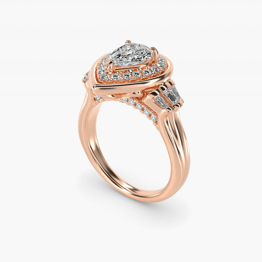 Square Halo Diamond Engagement Ring in 14k Rose Gold By Zac Zac Posen - Pear Center