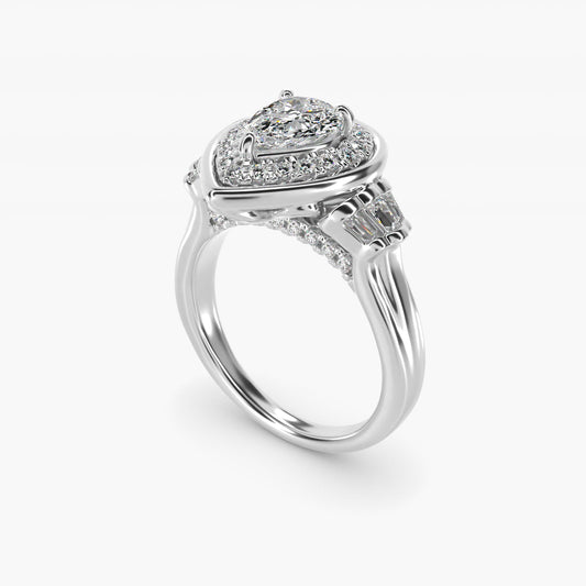 Square Halo Diamond Engagement Ring in 14k White Gold By Zac Zac Posen - Pear Center