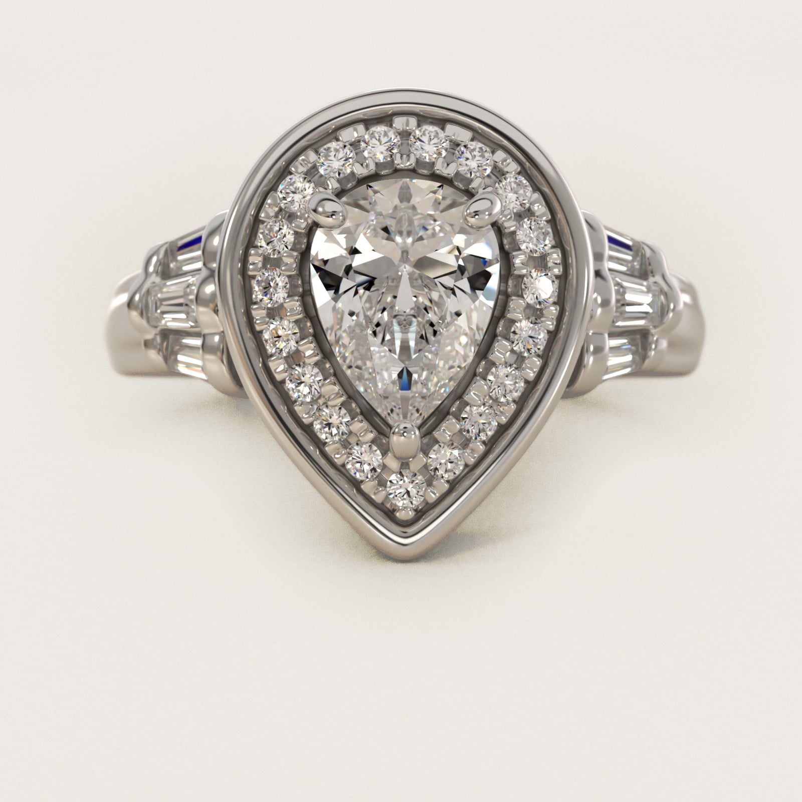 Square Halo Diamond Engagement Ring in 14k White Gold By Zac Zac Posen - Pear Center
