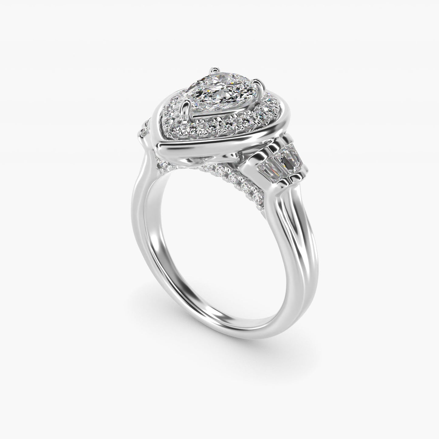 Square Halo Diamond Engagement Ring in Platinum By Zac Zac Posen - Pear Center