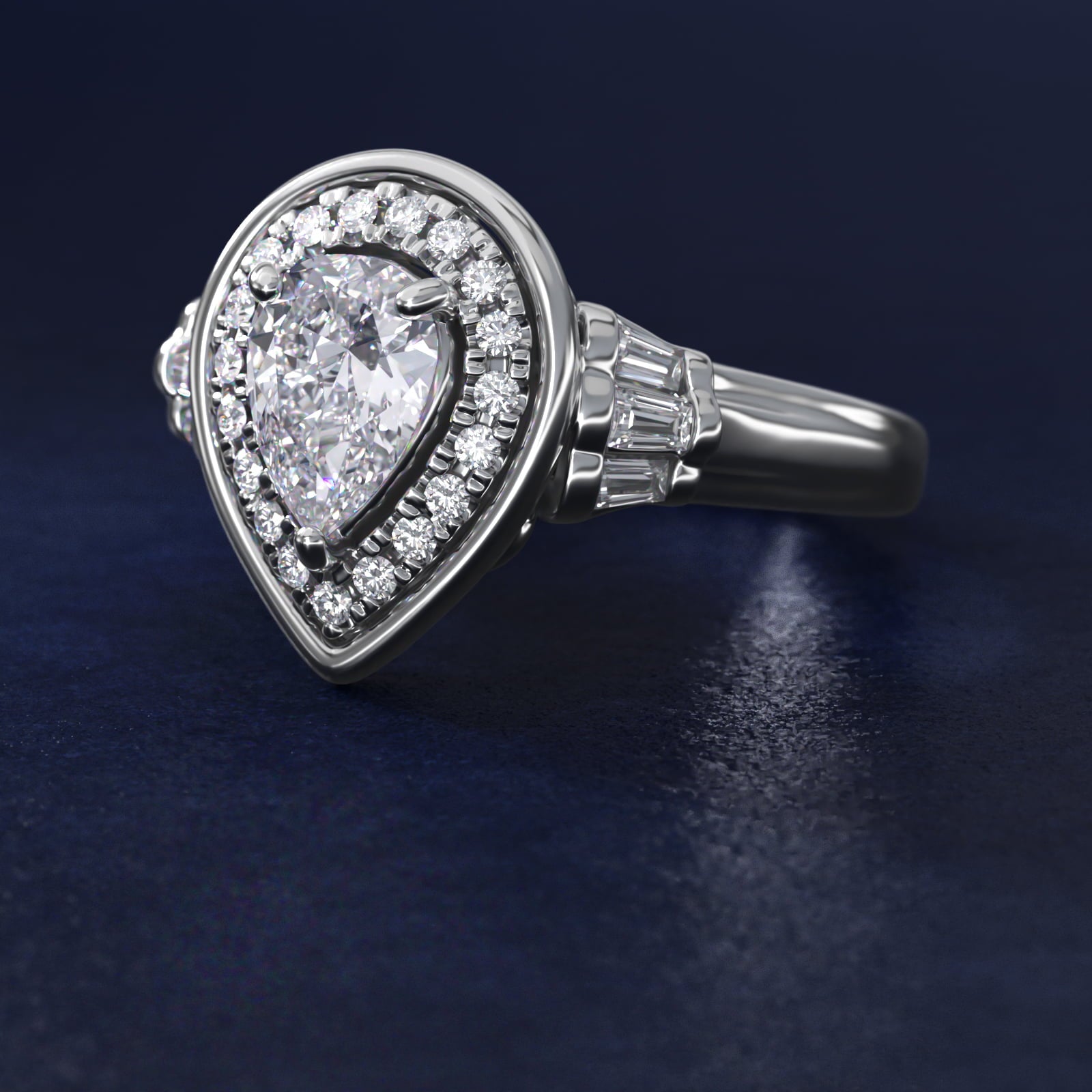 Square Halo Diamond Engagement Ring in Platinum By Zac Zac Posen - Pear Center