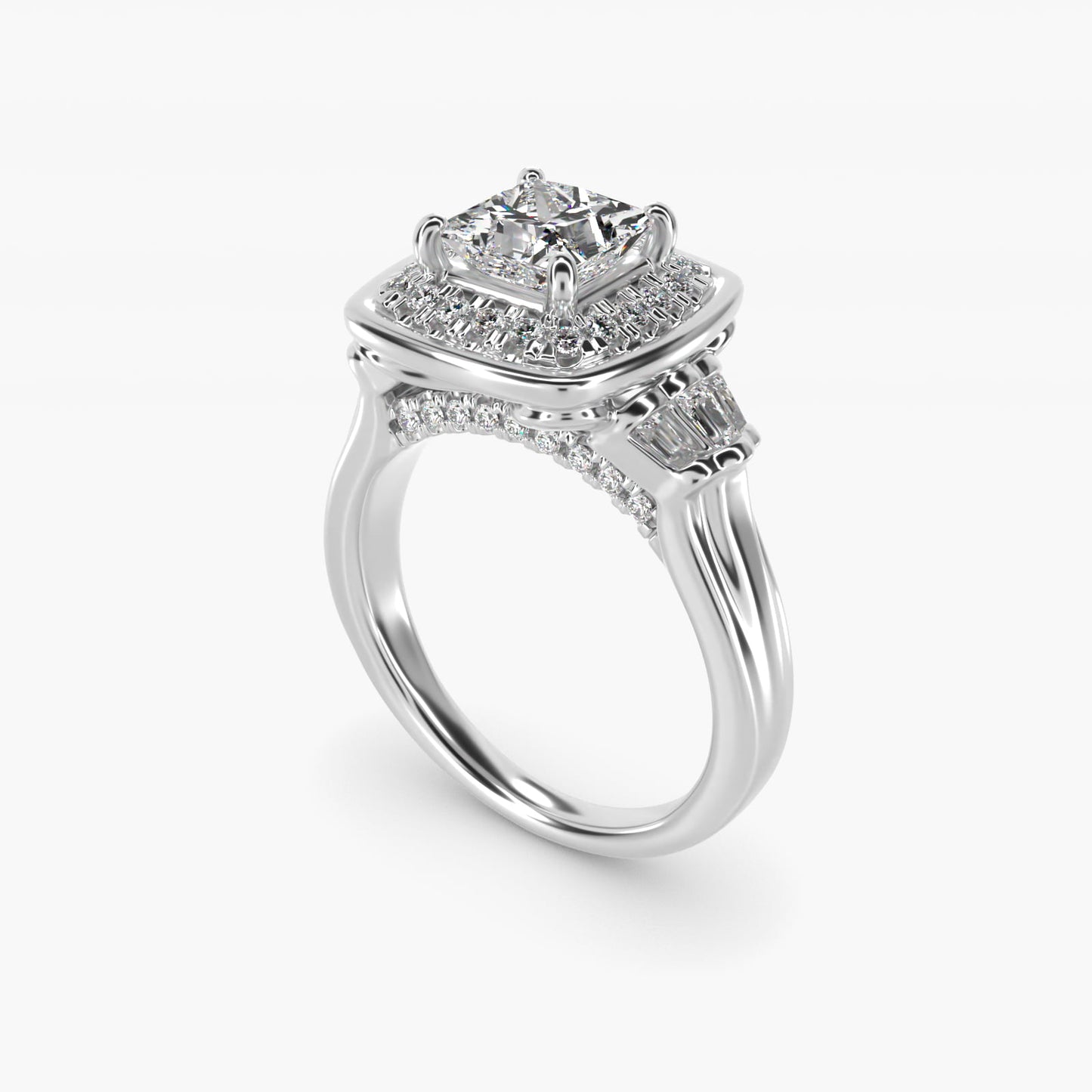 Square Halo Diamond Engagement Ring in Platinum By Zac Zac Posen - Princess Center