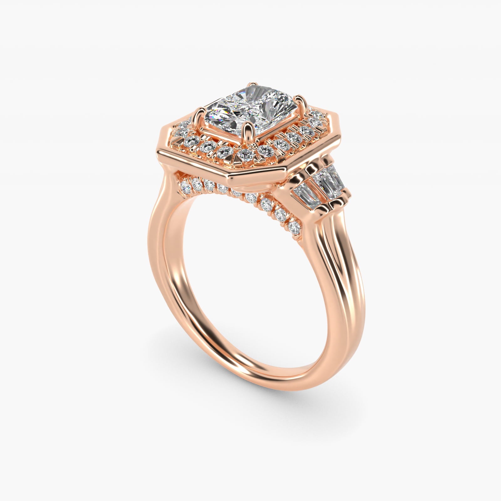 Square Halo Diamond Engagement Ring in 14k Rose Gold By Zac Zac Posen - Radiant Center