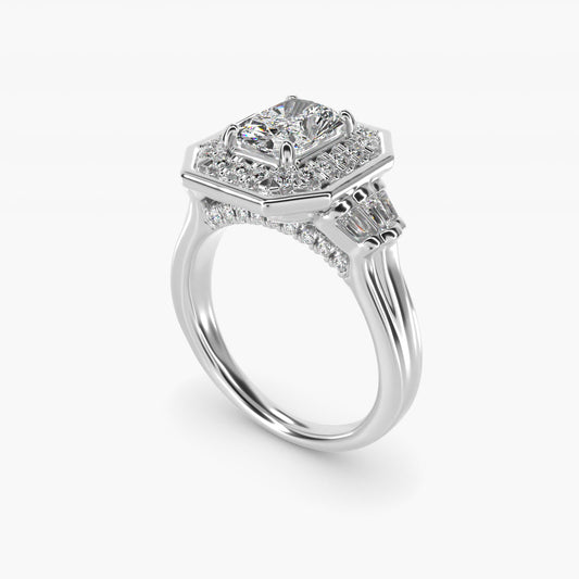 Square Halo Diamond Engagement Ring in 14k White Gold By Zac Zac Posen - Radiant Center
