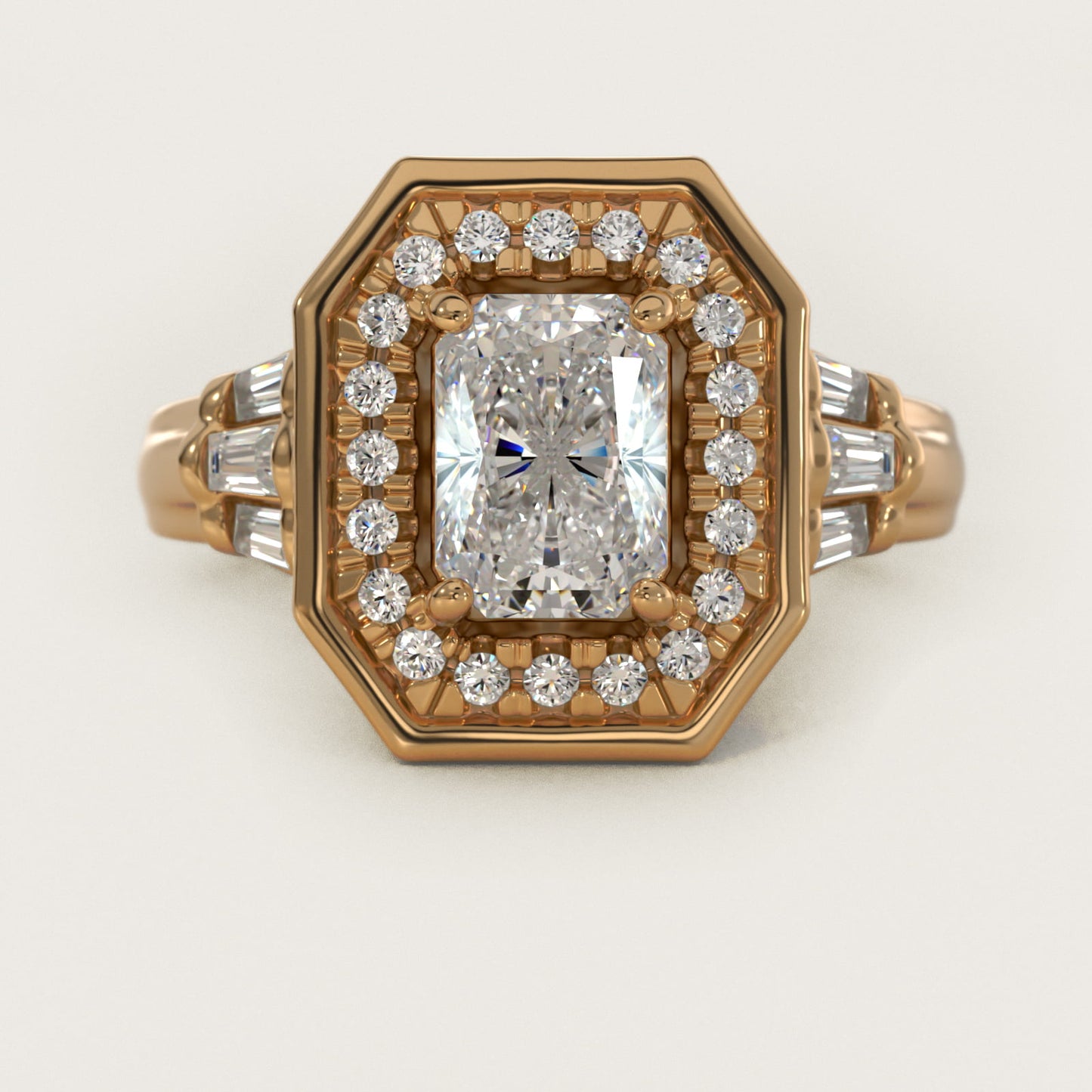 Square Halo Diamond Engagement Ring in 14K Yellow Gold By Zac Zac Posen - Radiant Center