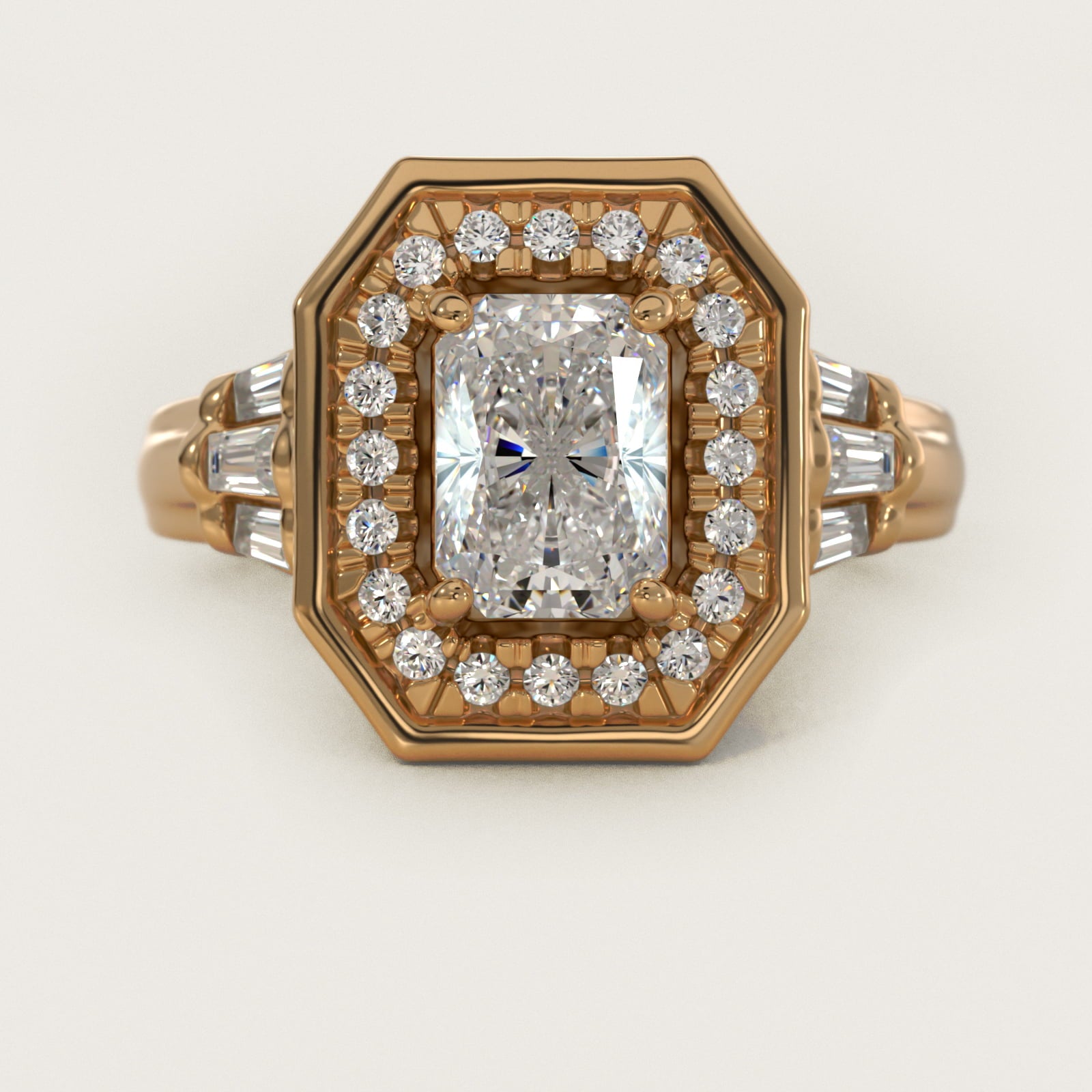 Square Halo Diamond Engagement Ring in 18k Yellow Gold By Zac Zac Posen - Radiant Center