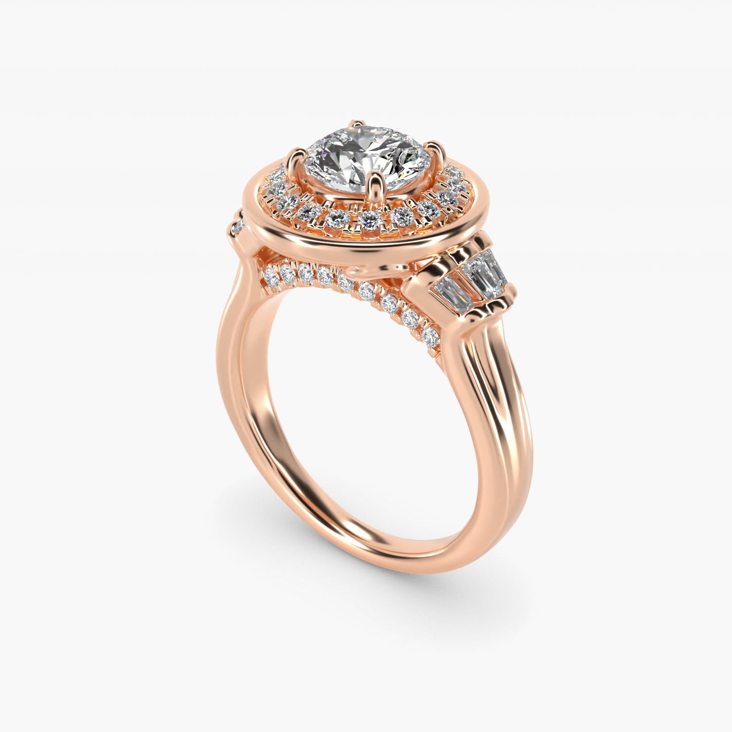 Square Halo Diamond Engagement Ring in 18k Rose Gold By Zac Zac Posen - Round Center