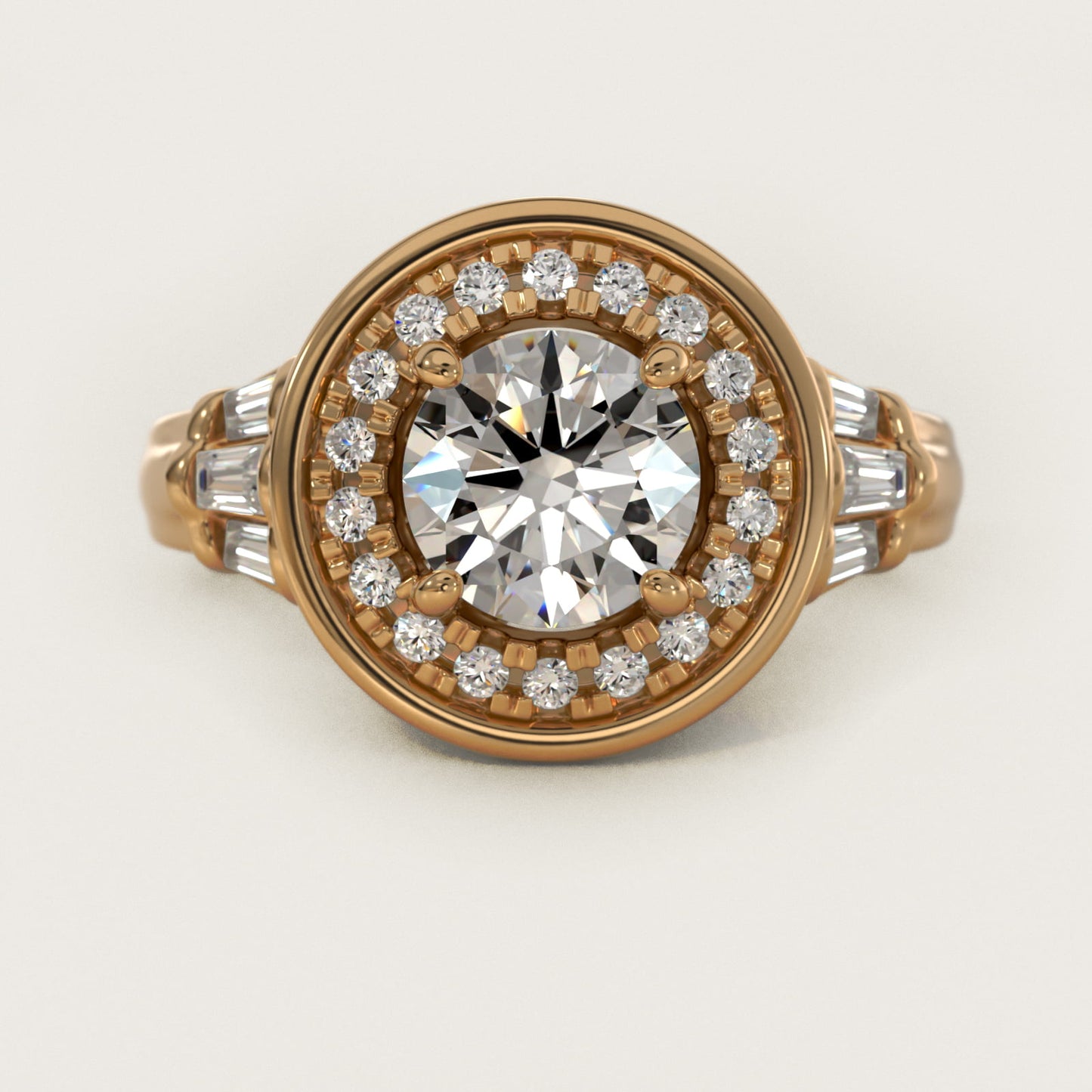Square Halo Diamond Engagement Ring in 14K Yellow Gold By Zac Zac Posen - Round Center