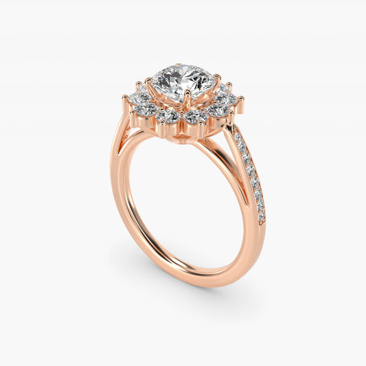 Star Diamond Halo Cathedral Engagement Ring In 18k Rose Gold By James Allen - Round Center