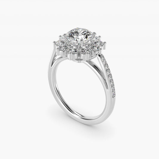 Star Diamond Halo Cathedral Engagement Ring In 14K White Gold By James Allen - Round Center