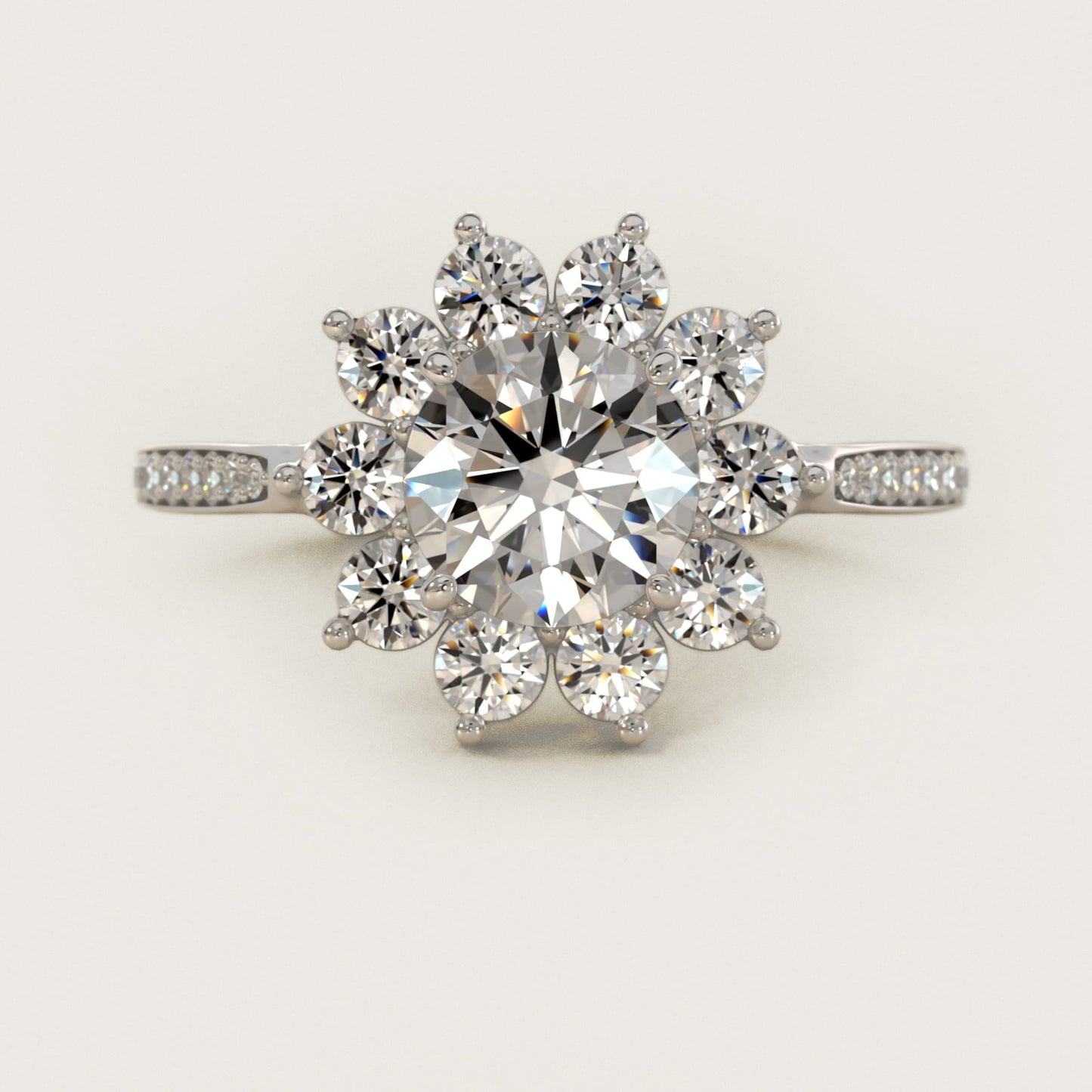Star Diamond Halo Cathedral Engagement Ring In 18k White Gold By James Allen - Round Center