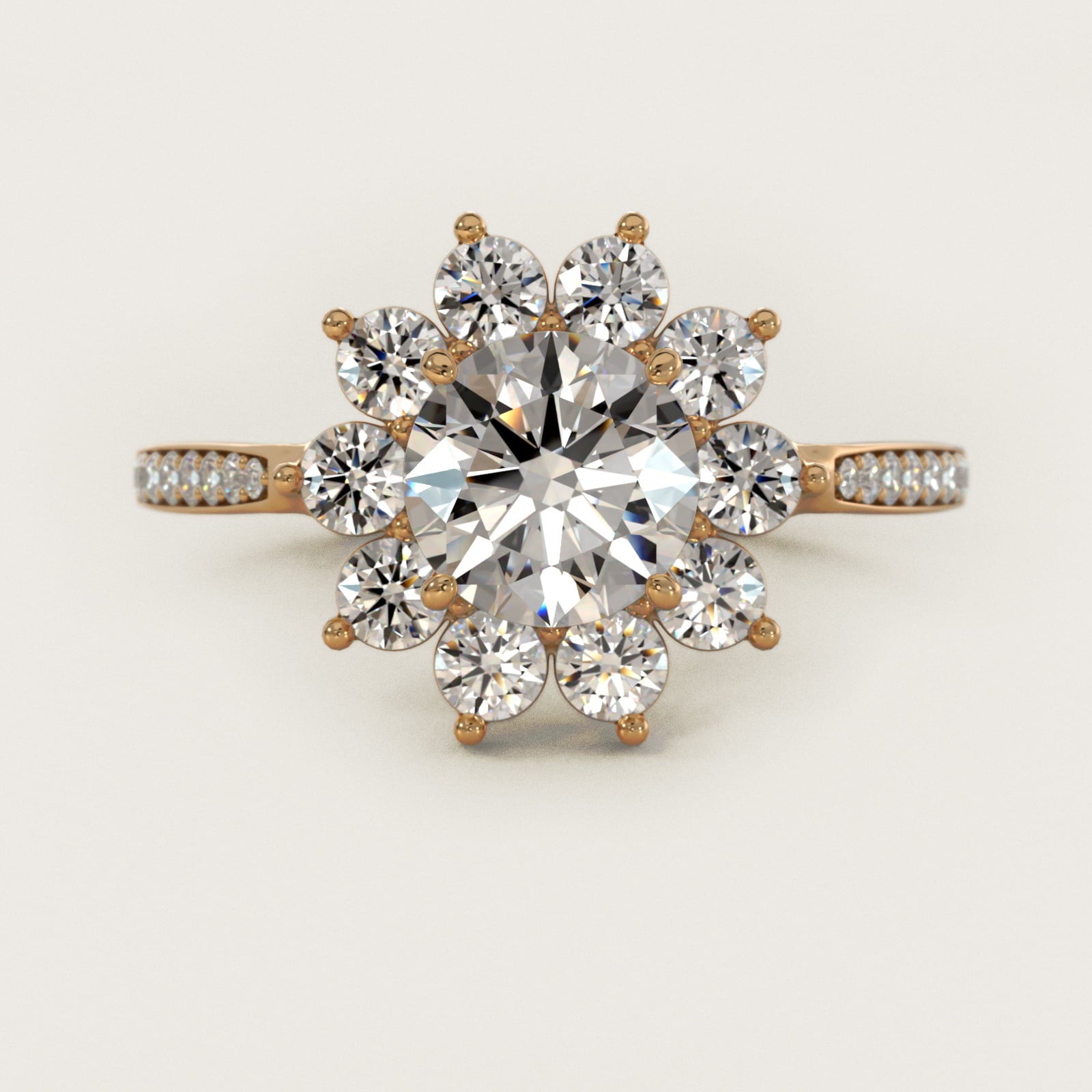 Star Diamond Halo Cathedral Engagement Ring In 14K Yellow Gold By James Allen - Round Center