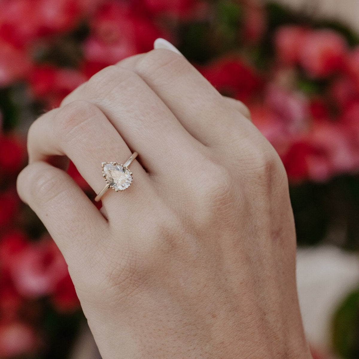 The Charlotte Pear Champagne Diamond Solitaire