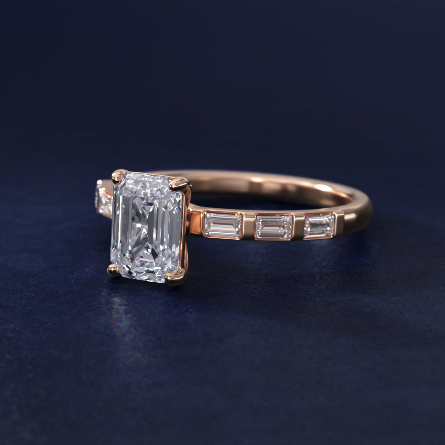 Straight Baguette Row Side Stone Diamond Engagement Ring In 14K Rose Gold By James Allen - Emerald Center