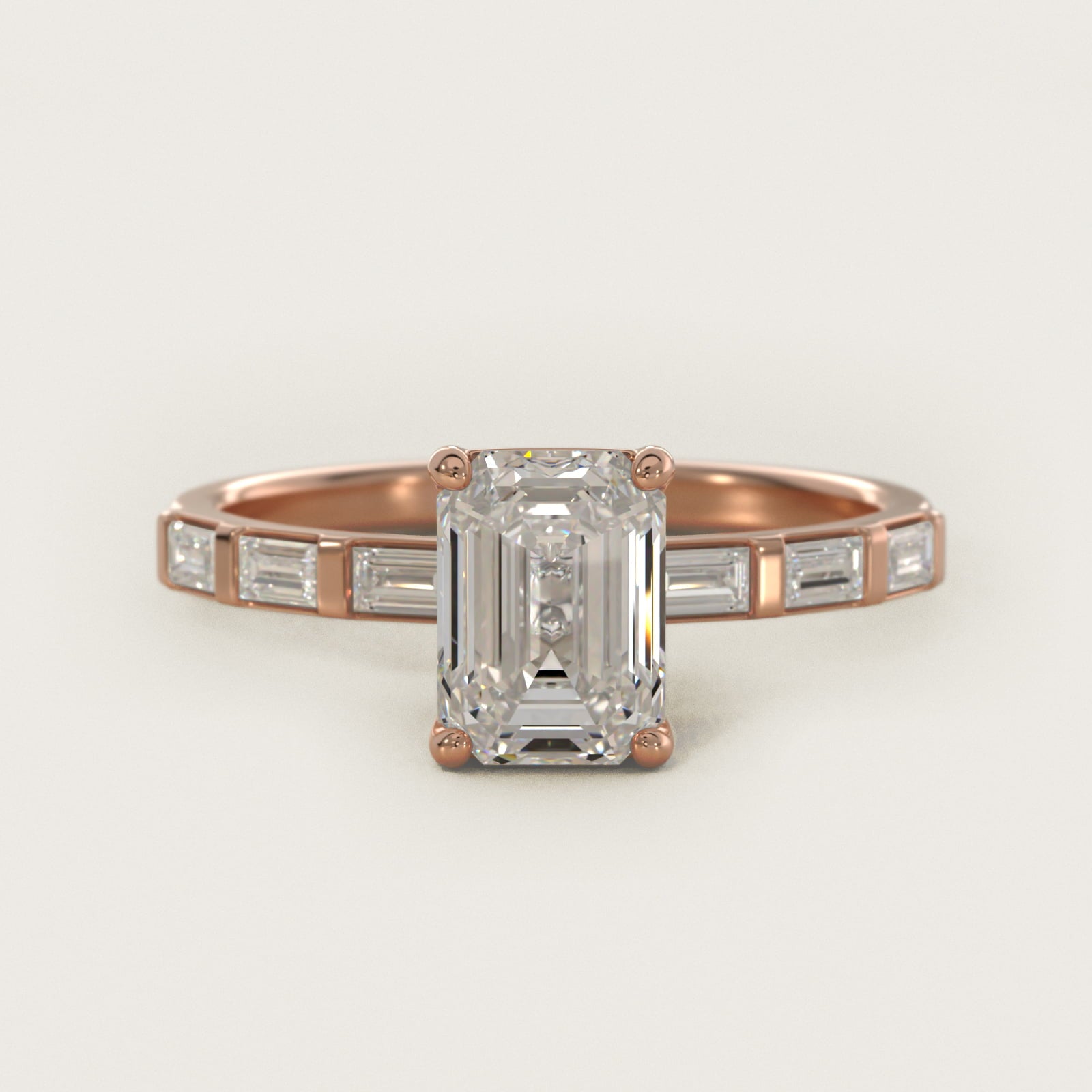 Straight Baguette Row Side Stone Diamond Engagement Ring In 14K Rose Gold By James Allen - Emerald Center